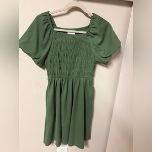 LuLaRoe Alina XXS Green Puff Sleeve Dress